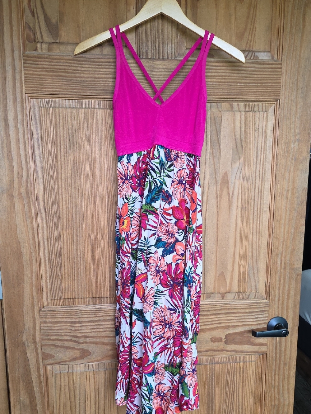 Gilligan & O'Malley Fuchsia Bodice Floral Maxi Dress XS